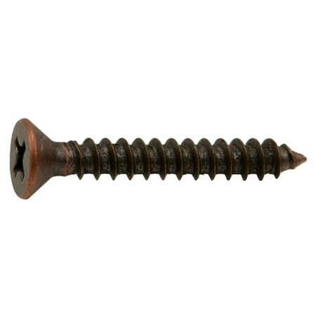 Midwest Fastener Sheet Metal Screw, #6 x 1 in, Bronze Plated Steel Flat Head Phillips Drive, 30 PK 63284